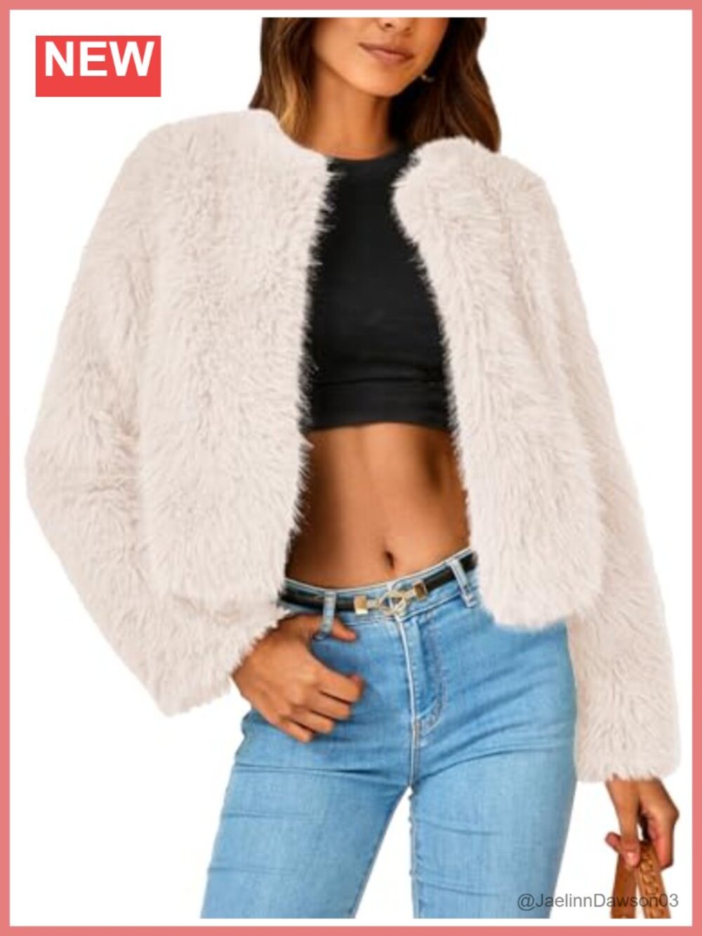 Cropped Faux Fur Coat Women's Winter Fuzzy Shaggy Fuzzy Warm Jacket